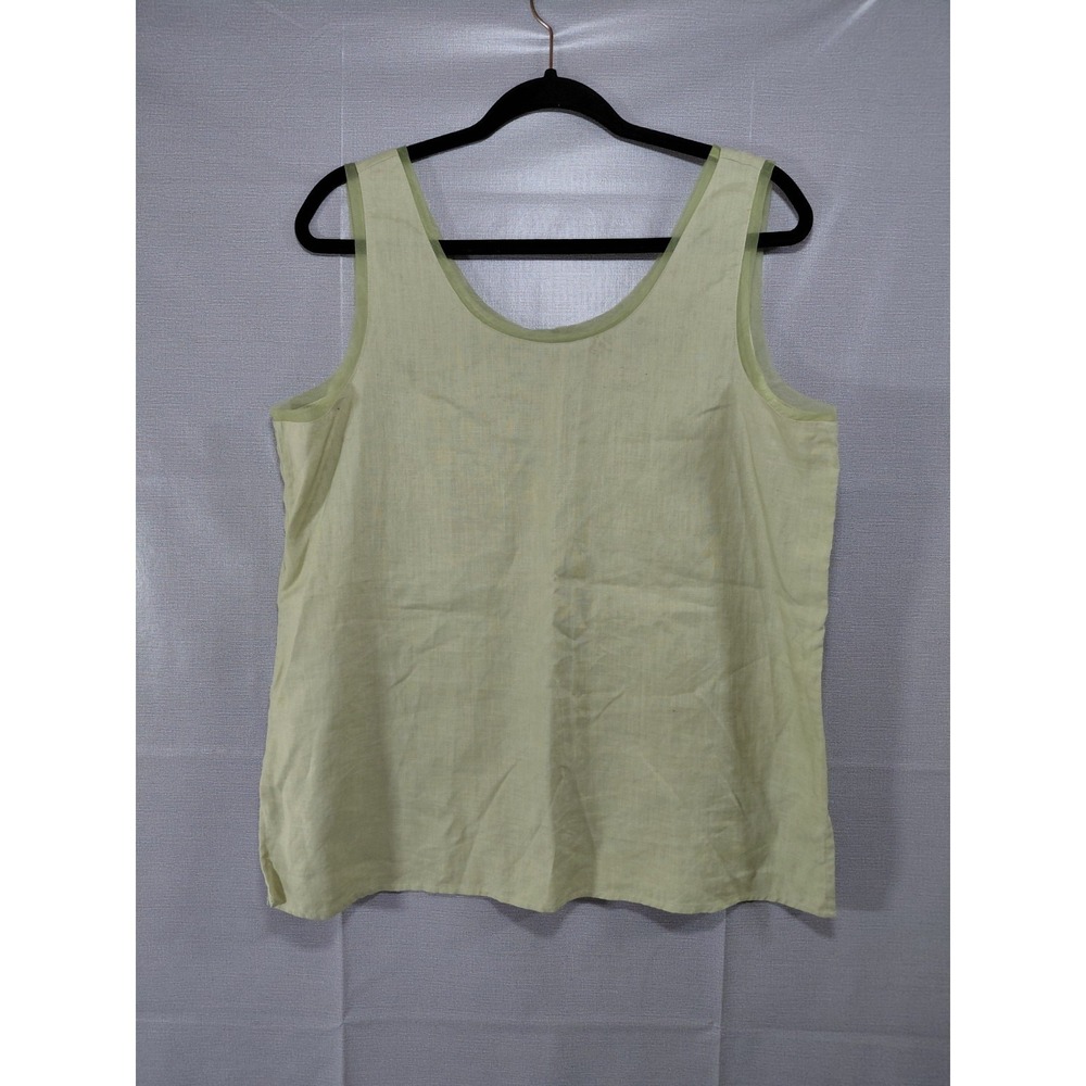 Preston‎ & York Sleeveless Linen Top Women's 16 Lime Green Shell Tank